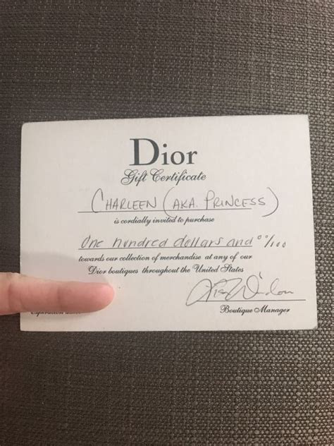 dior gift vouchers.